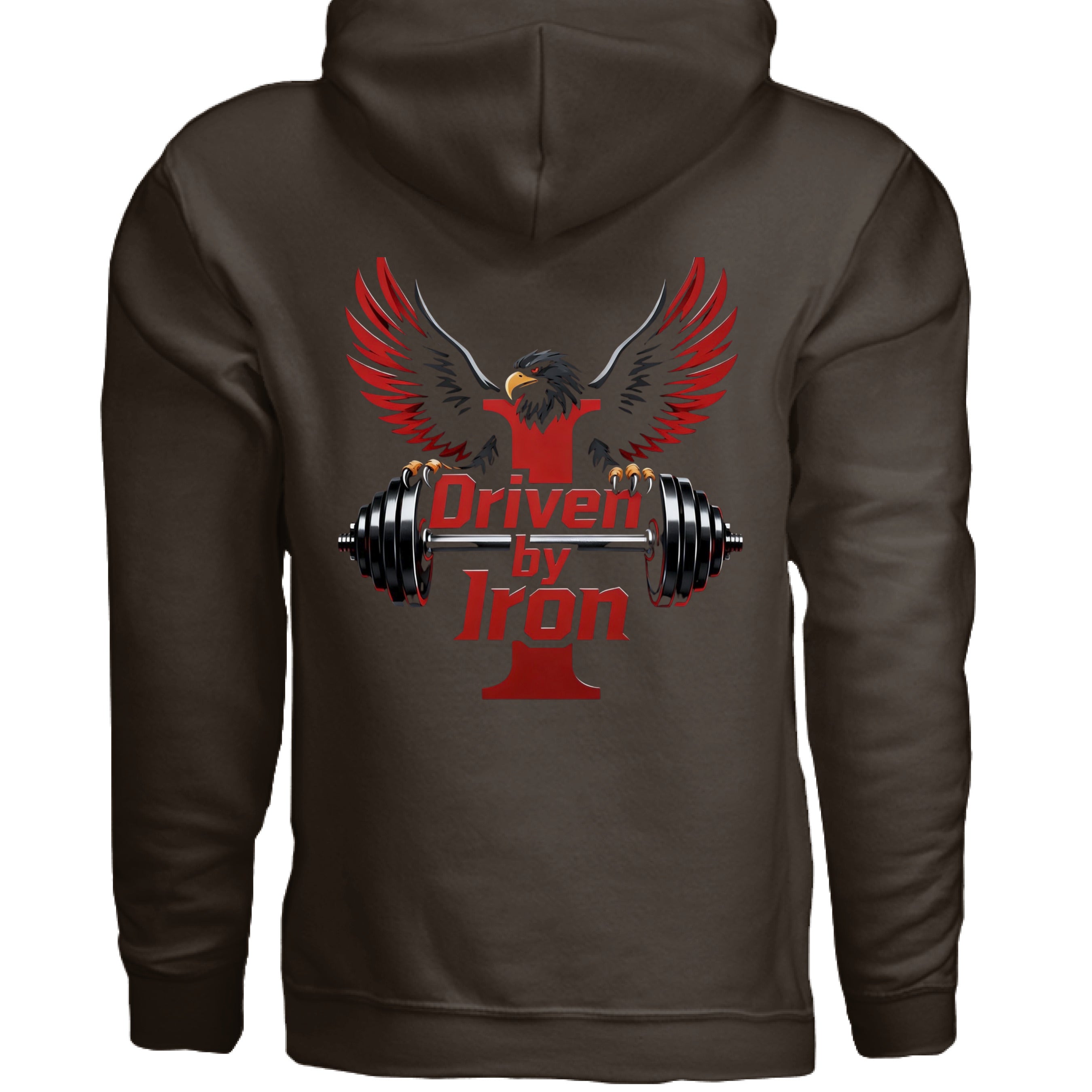 Driven By Iron disciplined gym hoodie back strength graphic